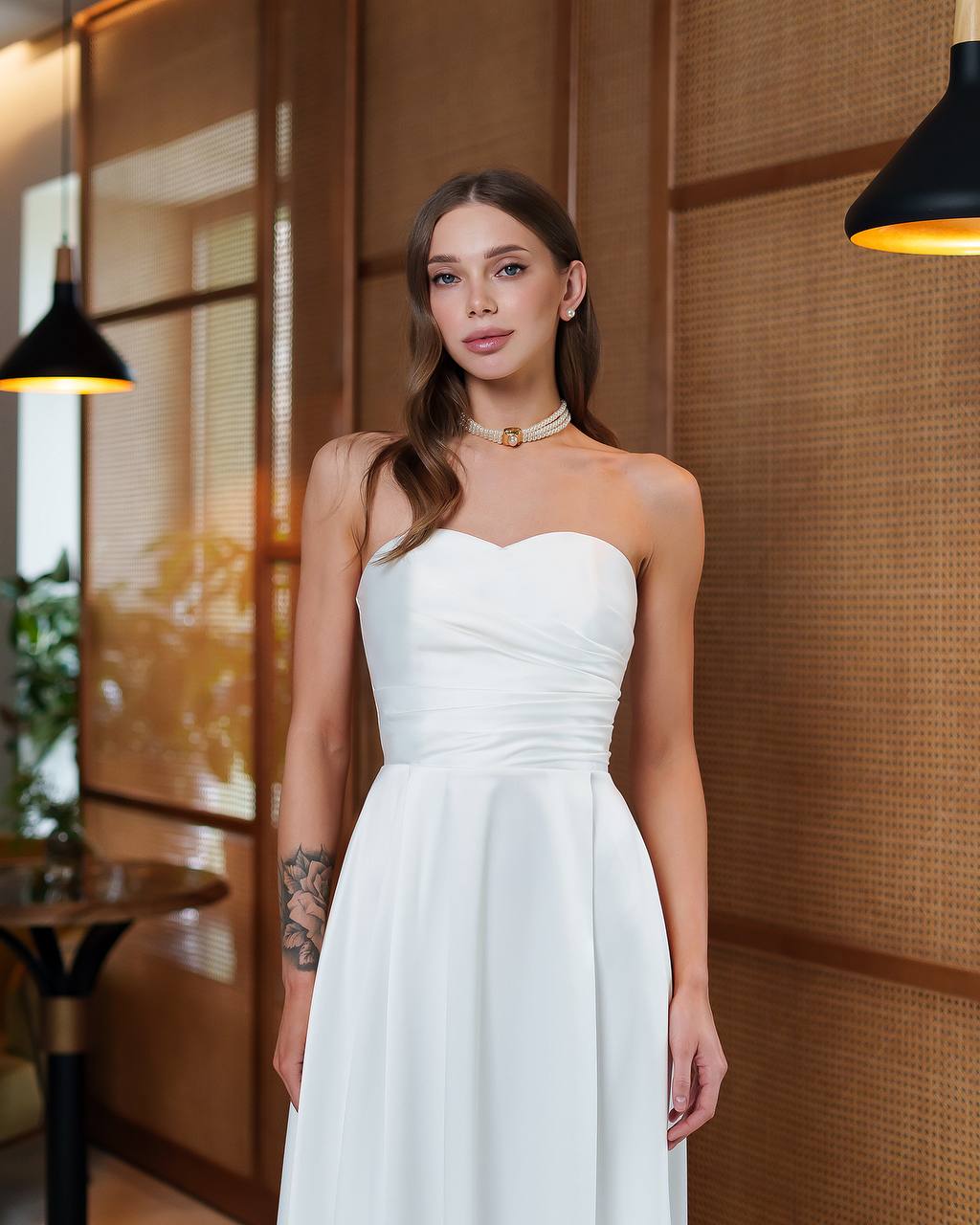 Elegant Strapless Premium Dense Satin Dress for Women
