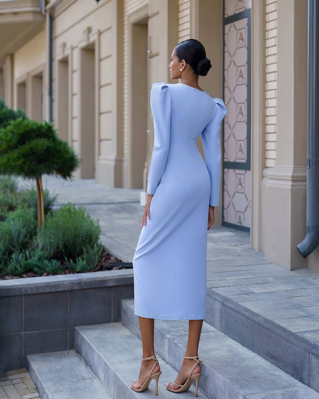 Elegant Midi Dress for Women in Premium Crepe Fabric