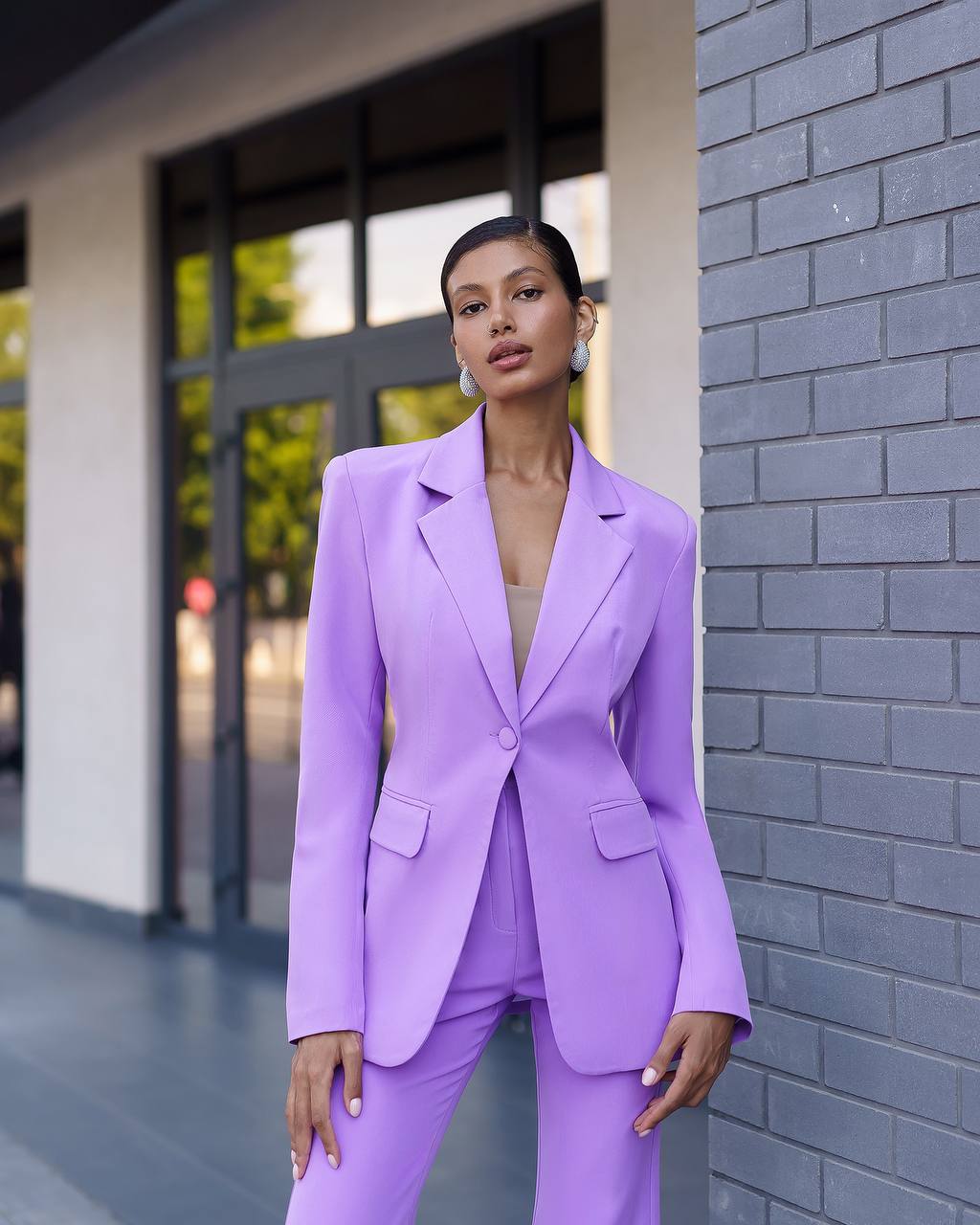 Premium Diagonal Suit Crepe Women Blazer and Trousers Set
