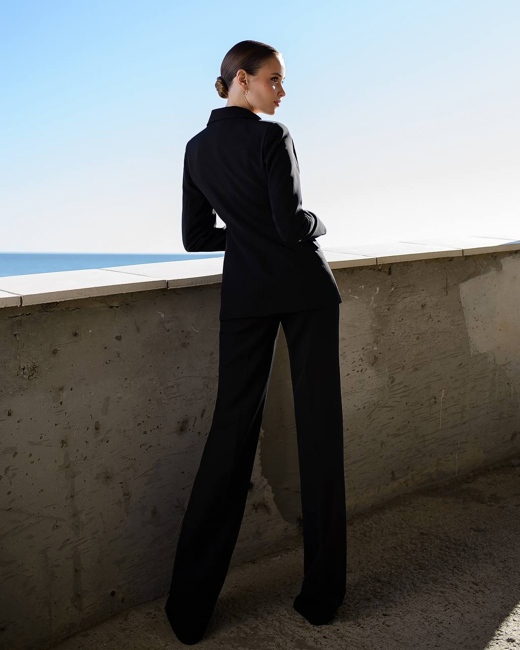 Womens Premium Diagonal Crepe Suit with Satin Collar