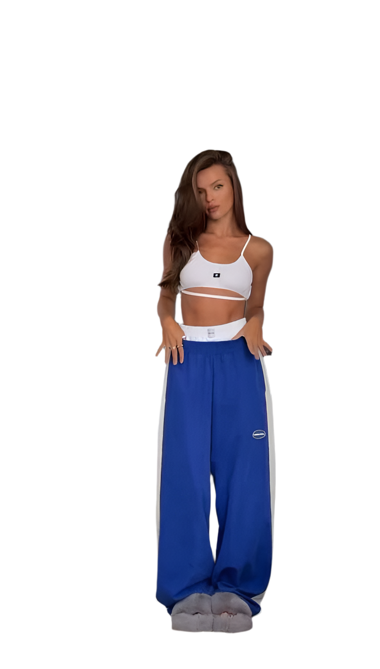 Oversize Blue and White Two-Piece Tracksuit for Women