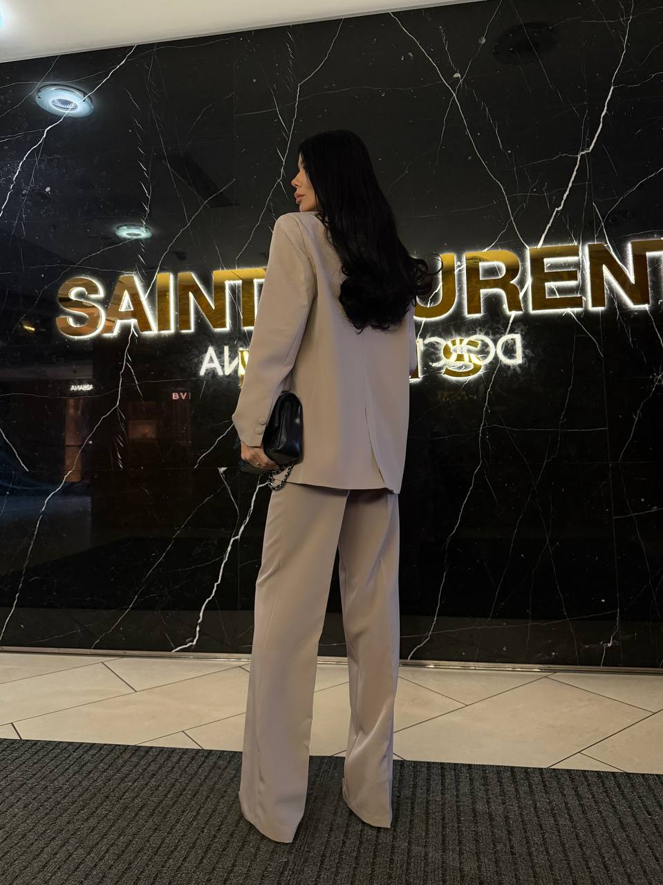 Womens Double Suit Premium Diagonal Suiting Crepe Blazer and Pants
