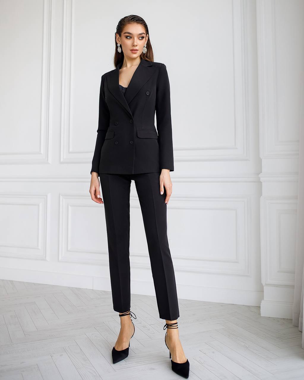 Womens Black Suit with Lined Blazer and Trousers