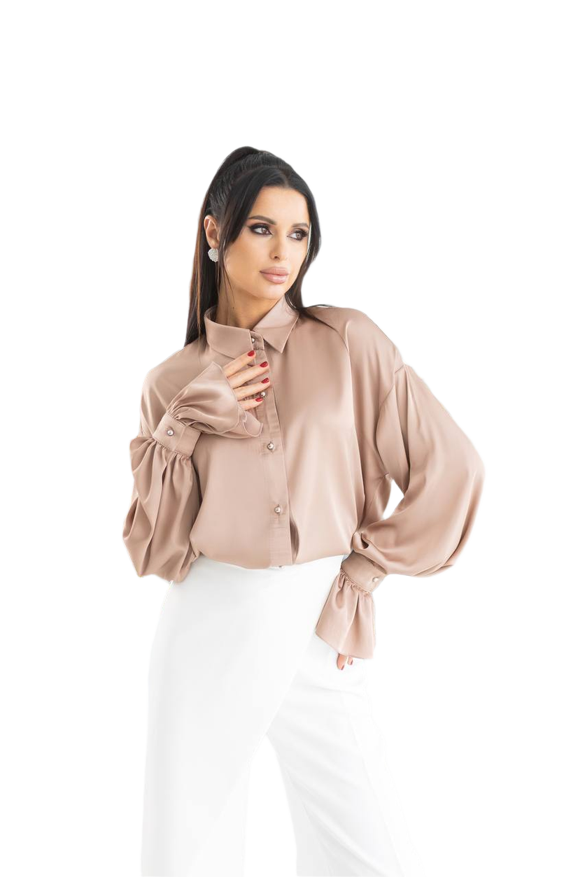 Premium Silk Shirt for Women in Beige and Marsala Colors