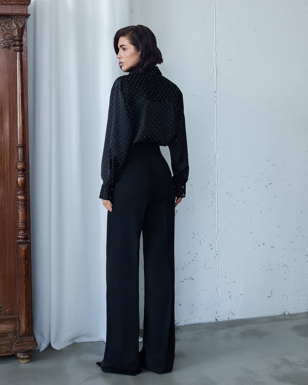 Womens Premium Diagonal Crepe Suit Trousers Black