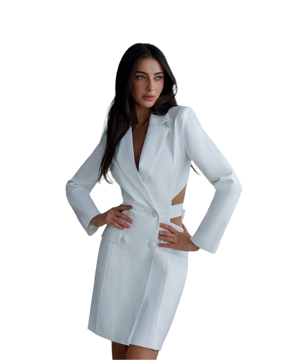 Elegant White Blazer Dress for Women with Lux Lining