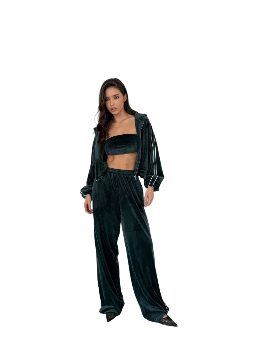 Sport Chic Velour Knit Two-Piece Set for Women
