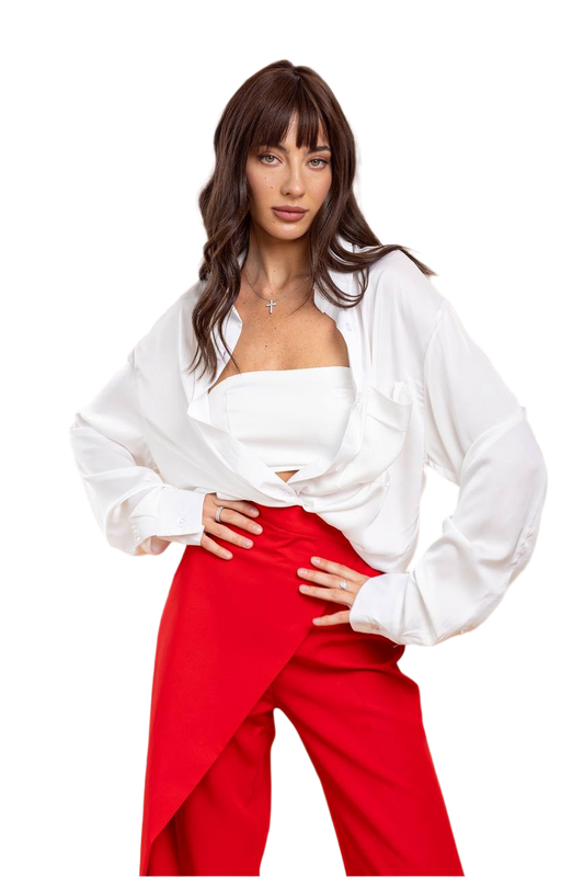 Womens Boyfriend Silk Shirt Loose Fit Classic Style