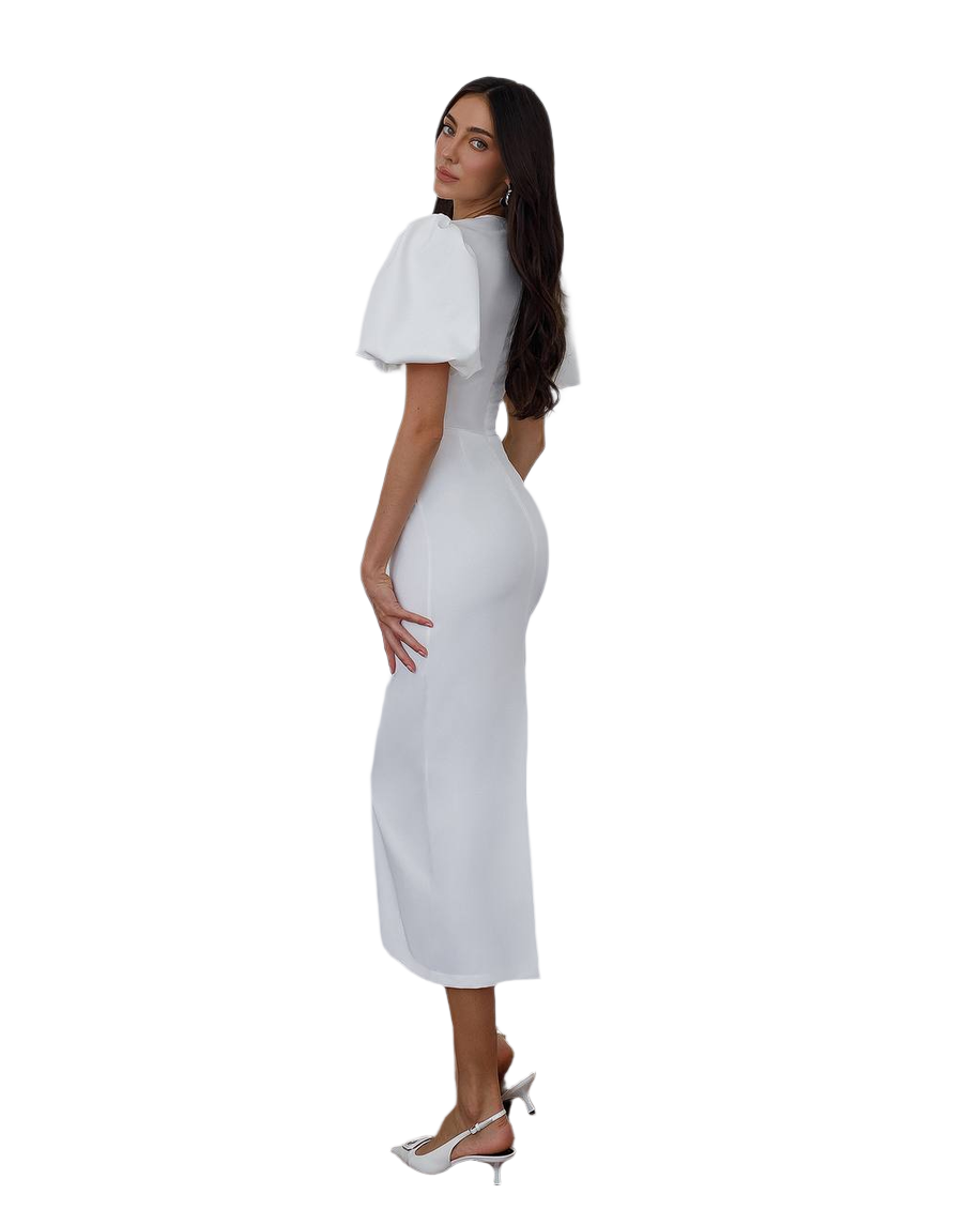 Elegant Midi Dress for Women in Premium Suiting Crepe