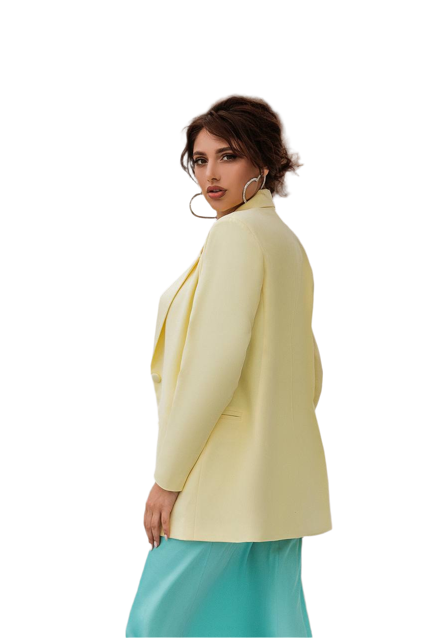Yellow Women's Elegant Diagonal Suiting Crepe Jacket Fully Lined