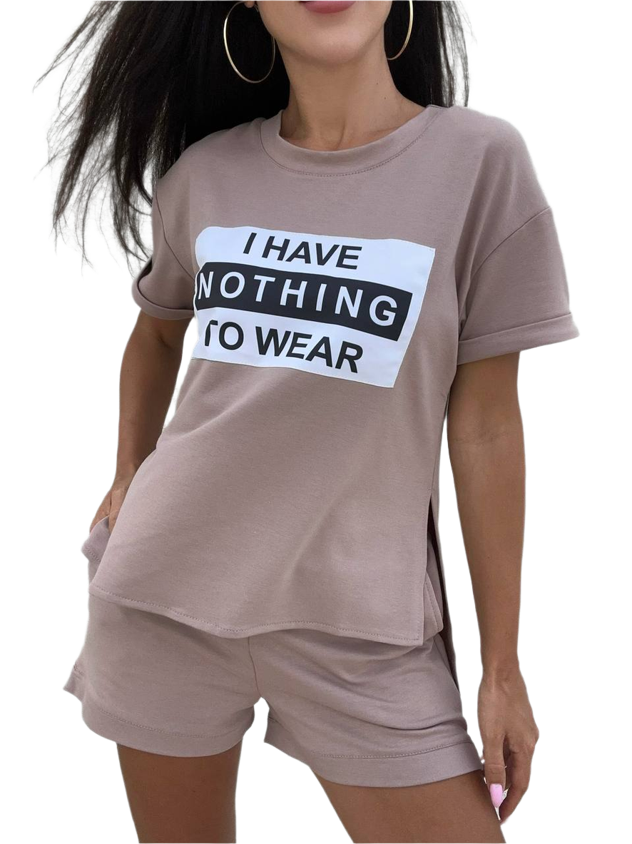 Eddi Womens Two-Piece Casual T-Shirt and Mid-Rise Shorts Set