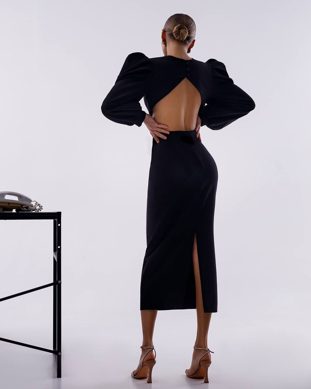 Elegant Women's Midi Dress Premium Suit Diagonal Fabric