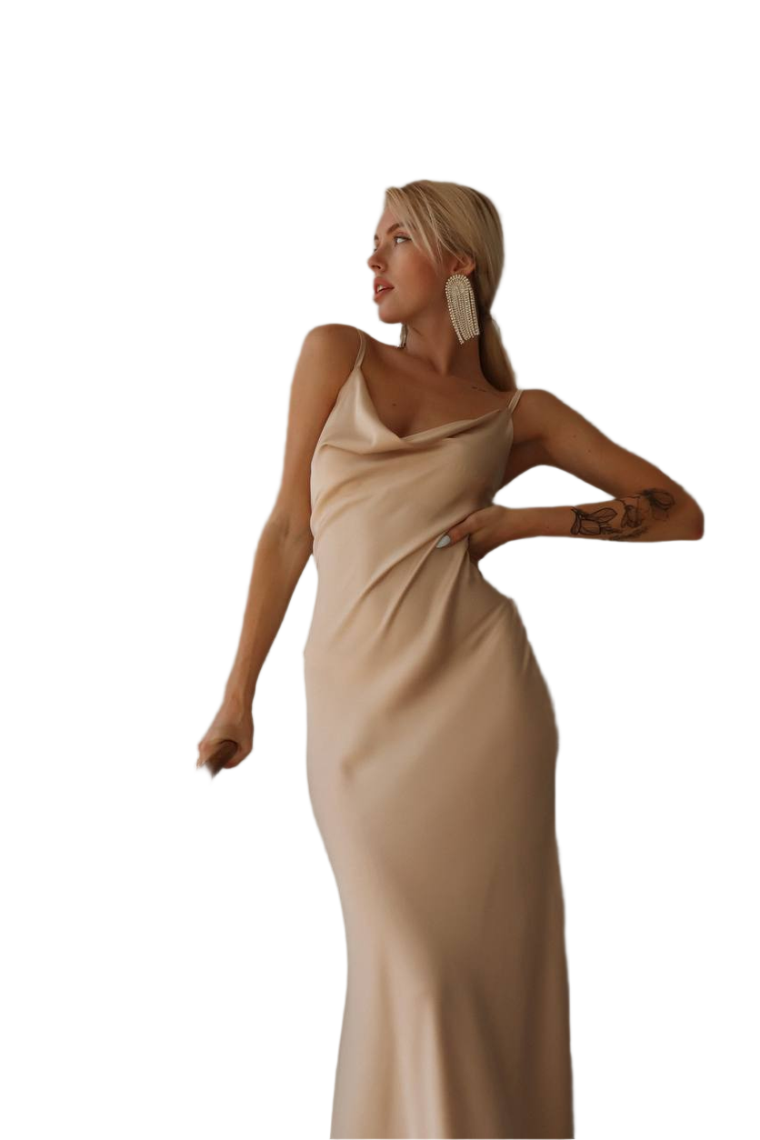 Women Silk Combination Mary Elegant Long Slip Dress