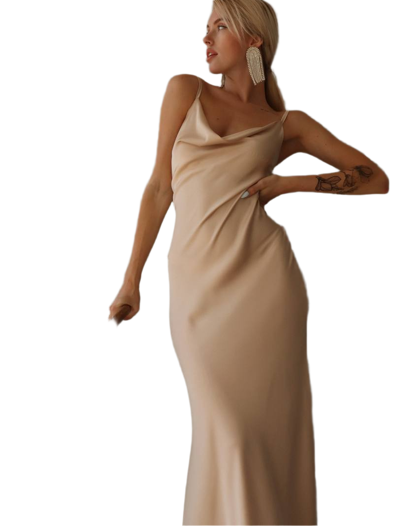 Women Silk Combination Mary Elegant Long Slip Dress