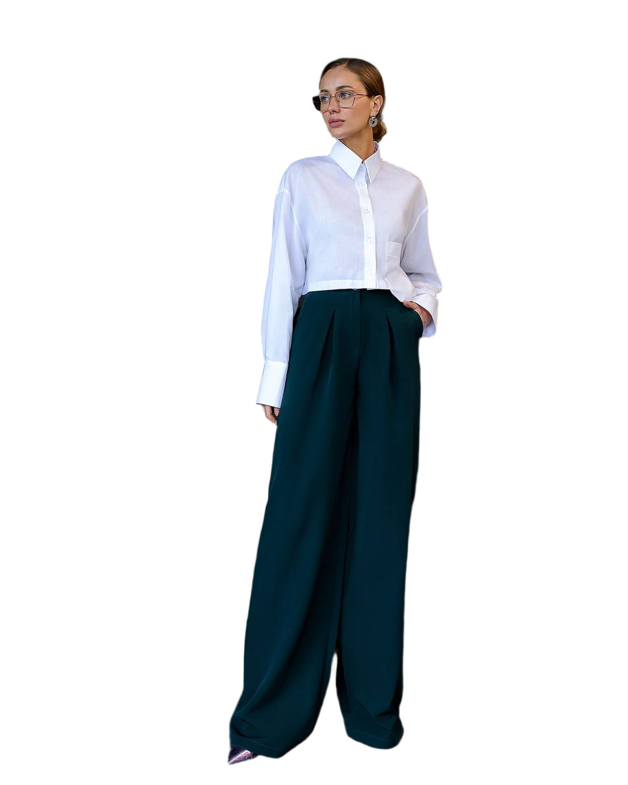 Womens Cropped White Cotton Blouse Premium Quality