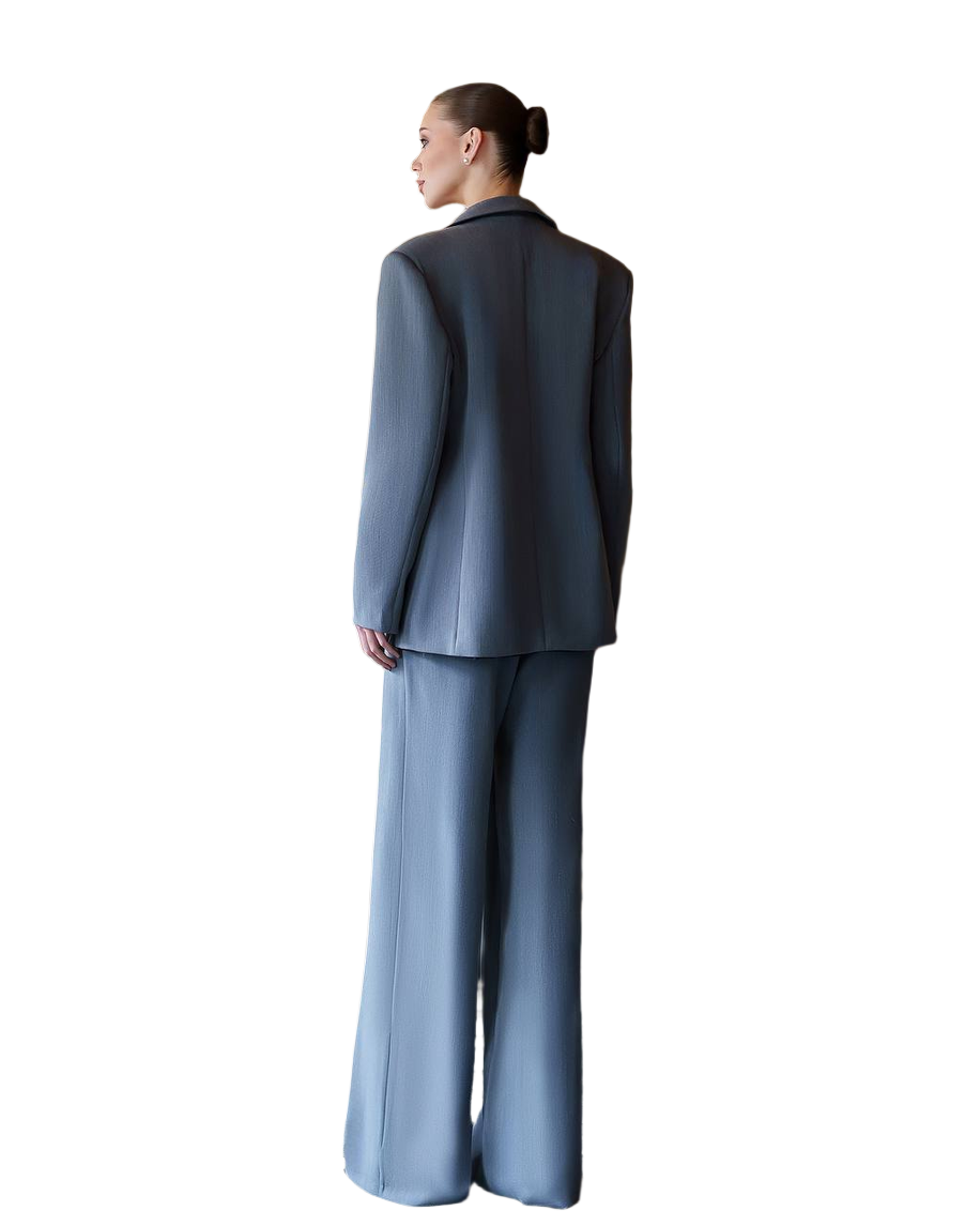 Womens Grey Viscose Blend Suit Blazer and Trousers