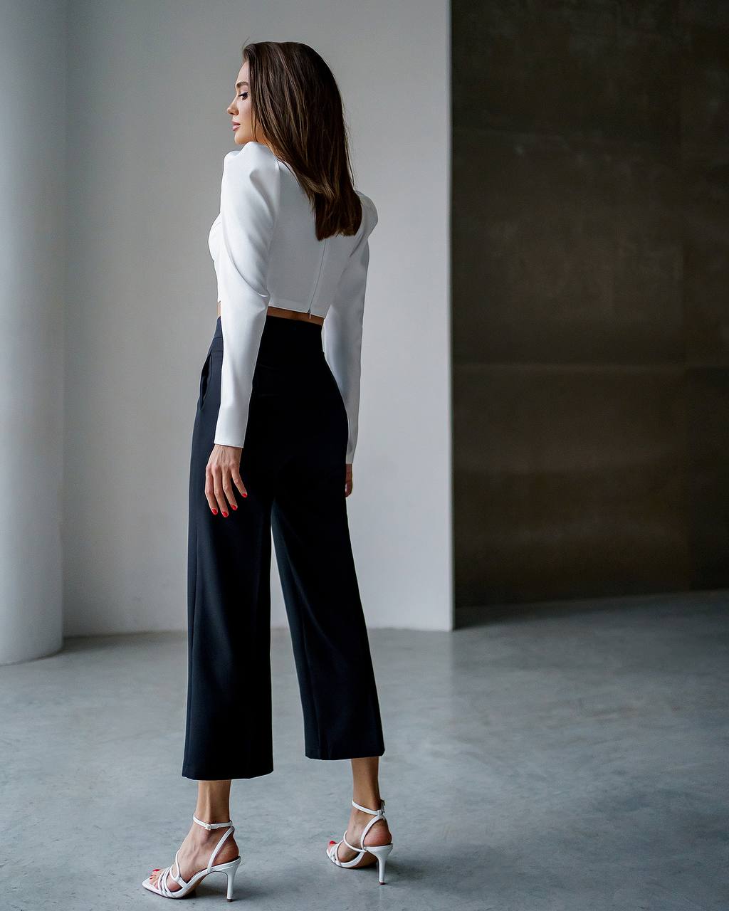 Elegant Womens Satin Blouse Top with Puff Sleeves in White