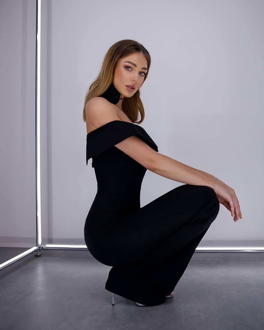 Off-Shoulder Elegant Black Jumpsuit for Women