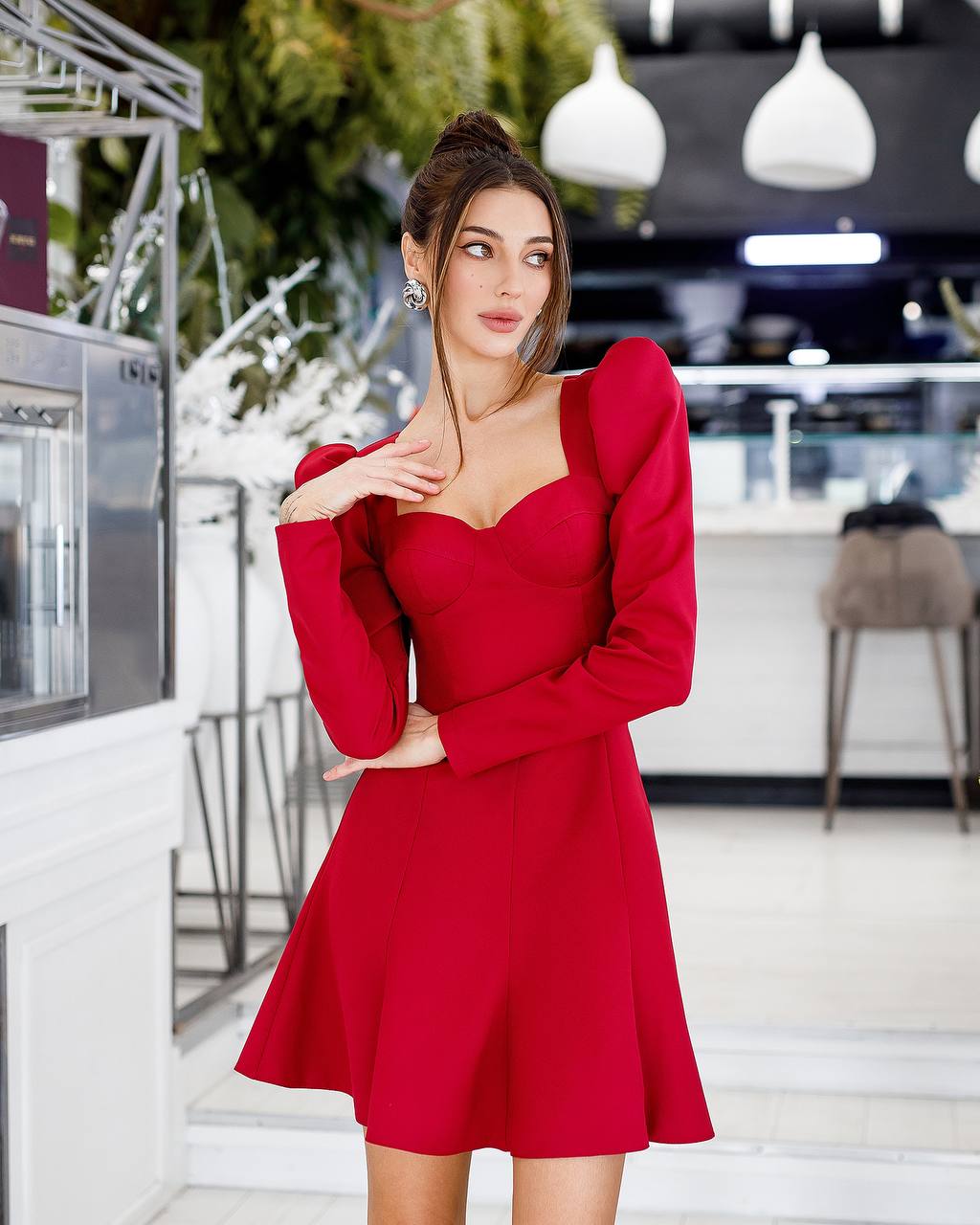 Elegant Burgundy Diagonal Suiting Crepe Dress for Women