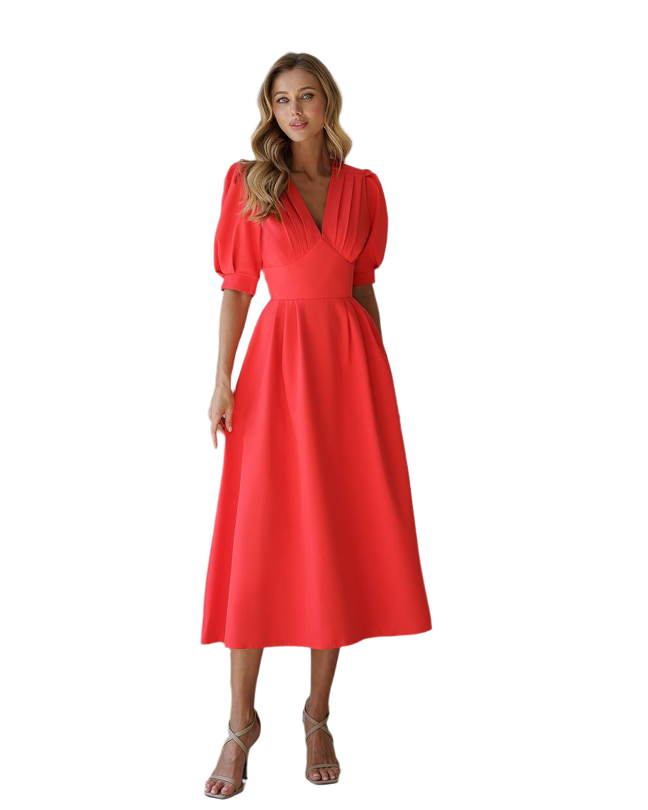 Ladies Elegant Midi Dress in Premium Crepe Fabric