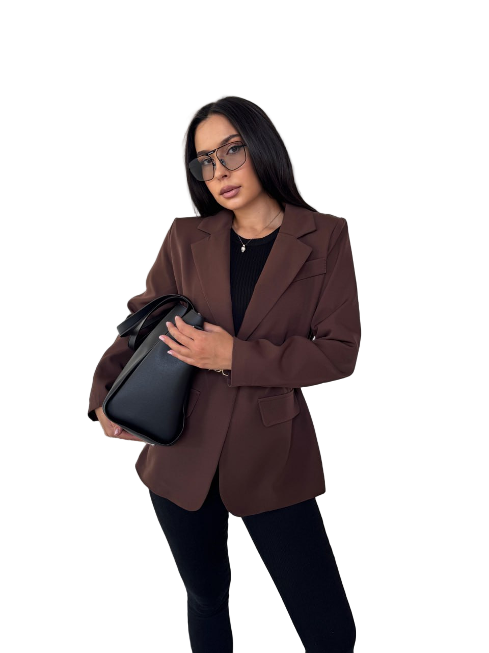 Womens Brown Classic Lined Blazer Jacket Luxury Suiting Fabric