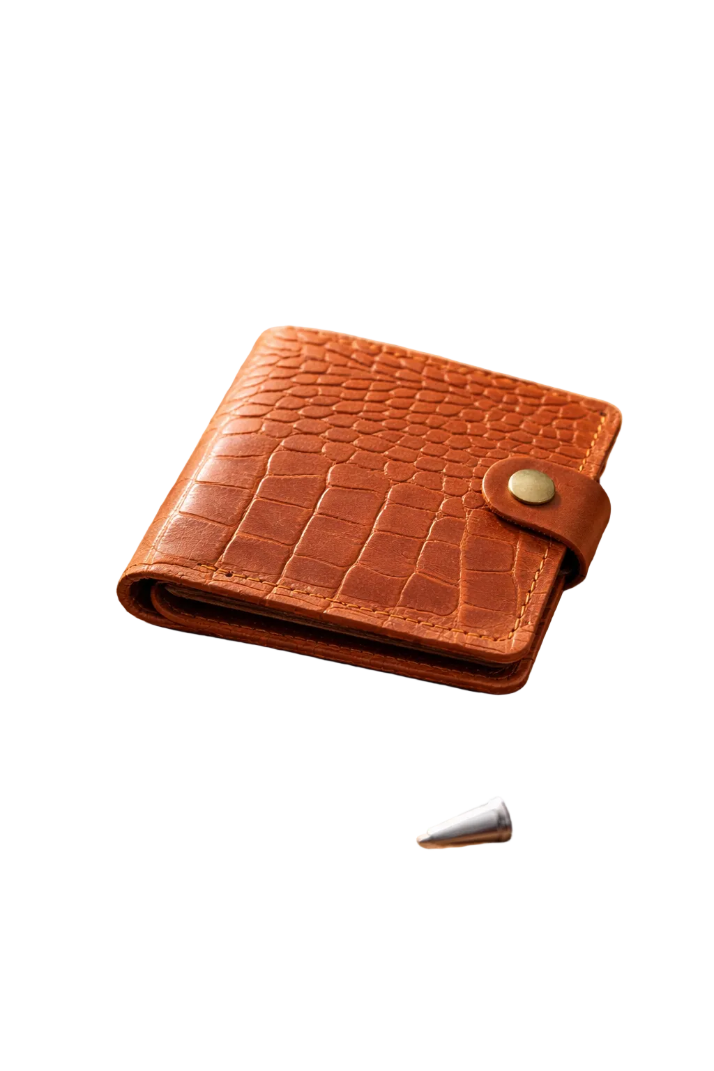 Handmade Mens Genuine Leather Wallet Crocodile Embossing Brown Gift for Him