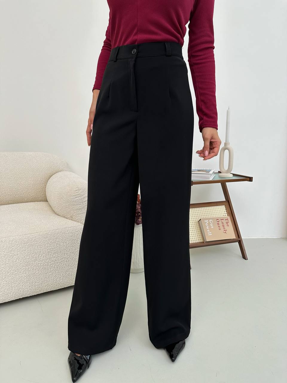 Classic Black Wide Leg Trousers For Office And Casual Wear