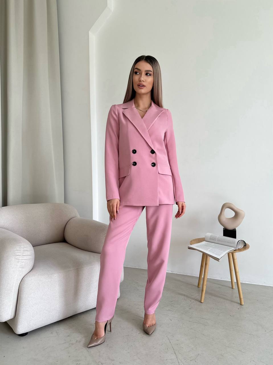 Elegant Three Piece Suit in Pink for Women | Stylish Modern Outfit
