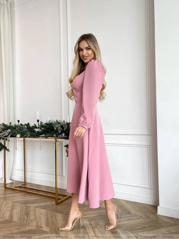 Charming Midi Dress for All Occasions Elegant and Versatile with Pockets and Stylish Sleeve