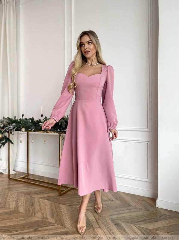 Charming Midi Dress for All Occasions Elegant and Versatile with Pockets and Stylish Sleeve