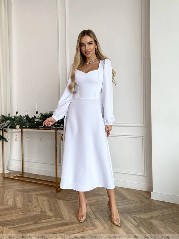 Chic White Midi Dress Elegant for Parties and Everyday Wear