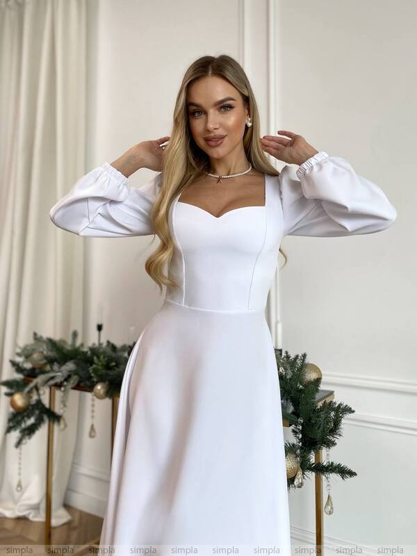 Chic White Midi Dress Elegant for Parties and Everyday Wear