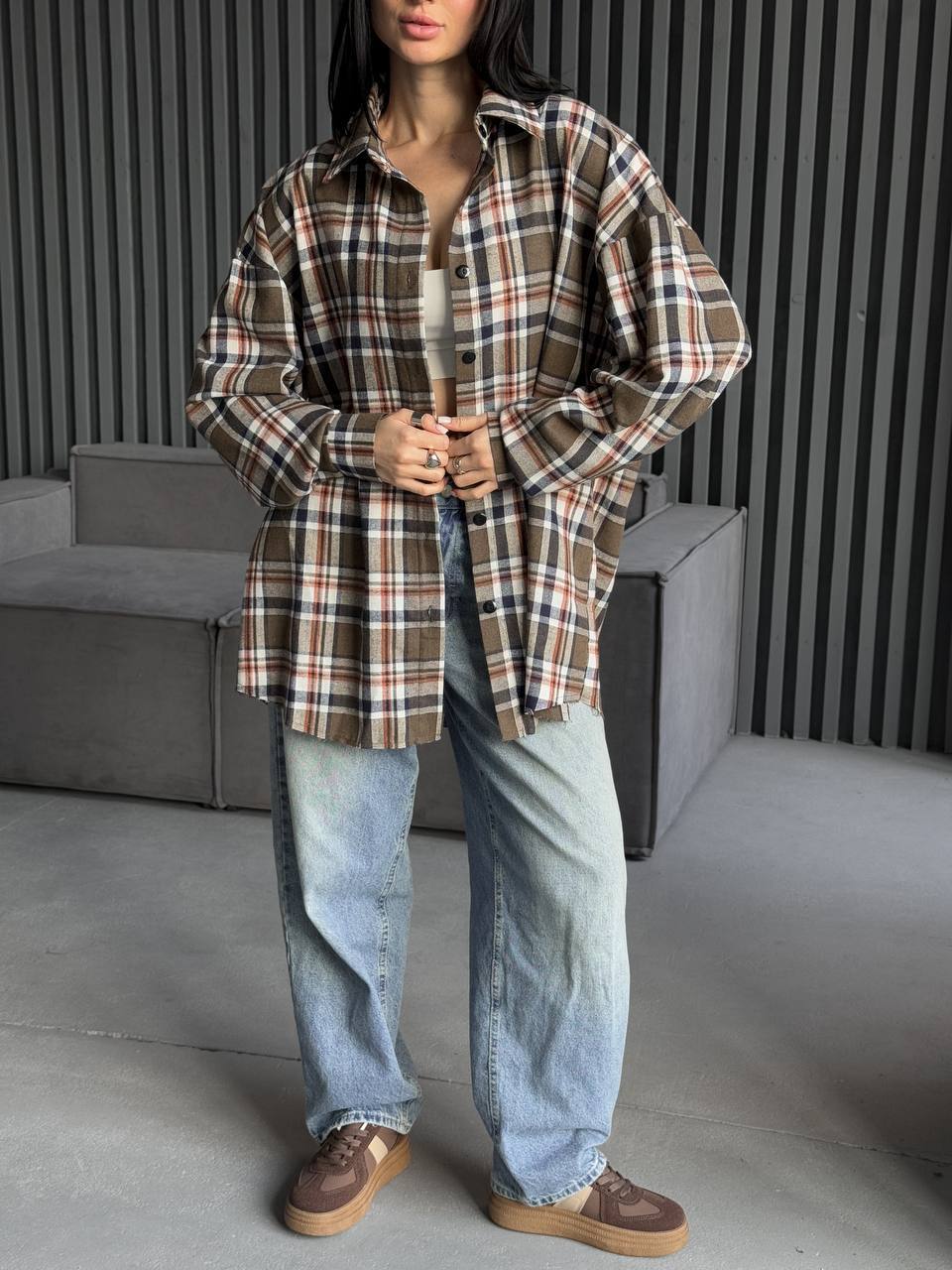 Stylish Plaid Flannel Shirt 100% Cotton Casual Checkered Top