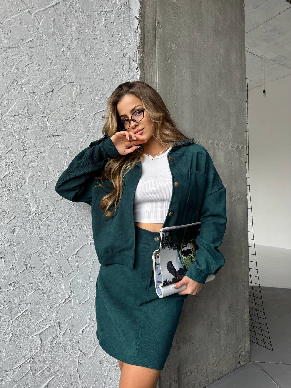 Chic Buttoned Jacket and Skirt Set for Stylish Looks and Comfort