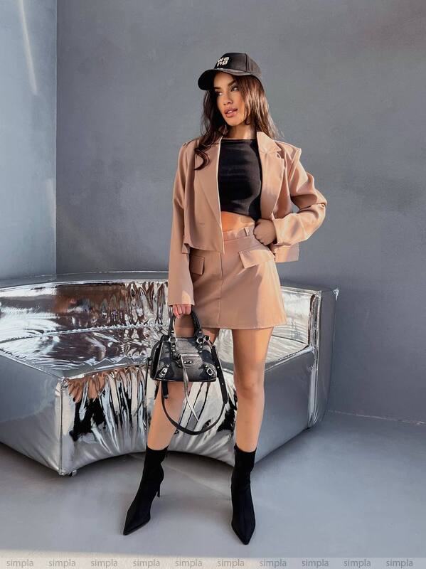 Women 2 in 1 Suit Jacket and Skirt-Shorts Set Elegant and Stylish