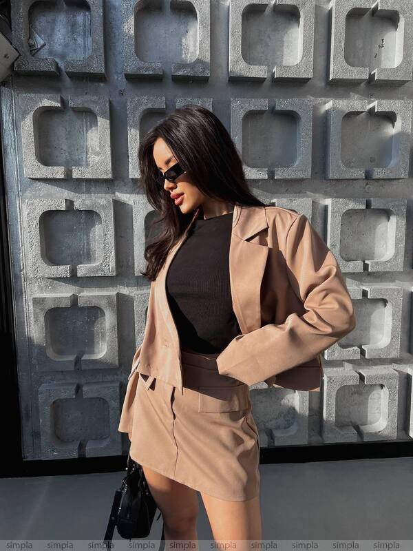 Women 2 in 1 Suit Jacket and Skirt-Shorts Set Elegant and Stylish
