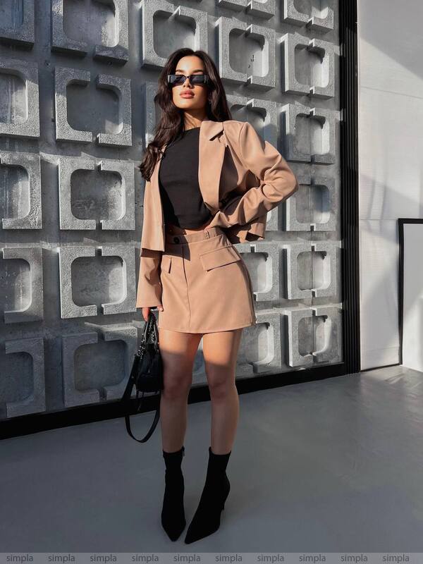 Women 2 in 1 Suit Jacket and Skirt-Shorts Set Elegant and Stylish