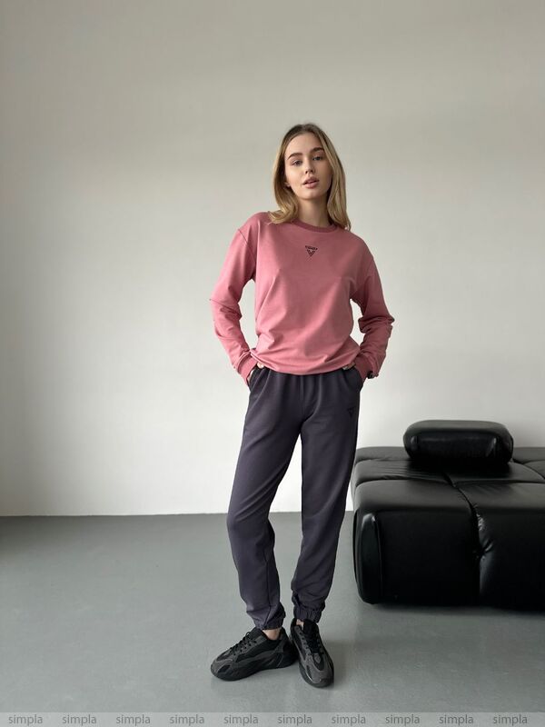 Stylish Casual Sweatshirt with Ribbed Cuffs and Neckline