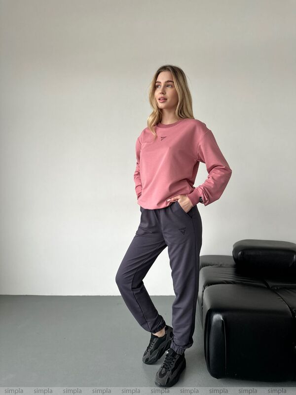 Stylish Casual Sweatshirt with Ribbed Cuffs and Neckline