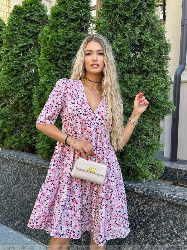 Elegant Summer Floral Silk Soft Dress for Women
