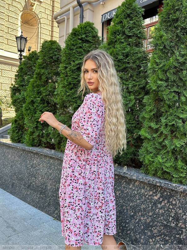 Elegant Summer Floral Silk Soft Dress for Women