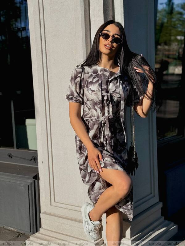 Lightweight Floral Print Summer Dress with Puff Sleeves