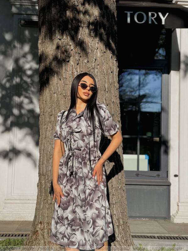 Lightweight Floral Print Summer Dress with Puff Sleeves
