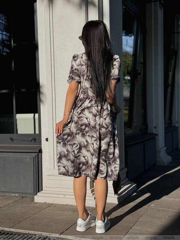 Lightweight Floral Print Summer Dress with Puff Sleeves