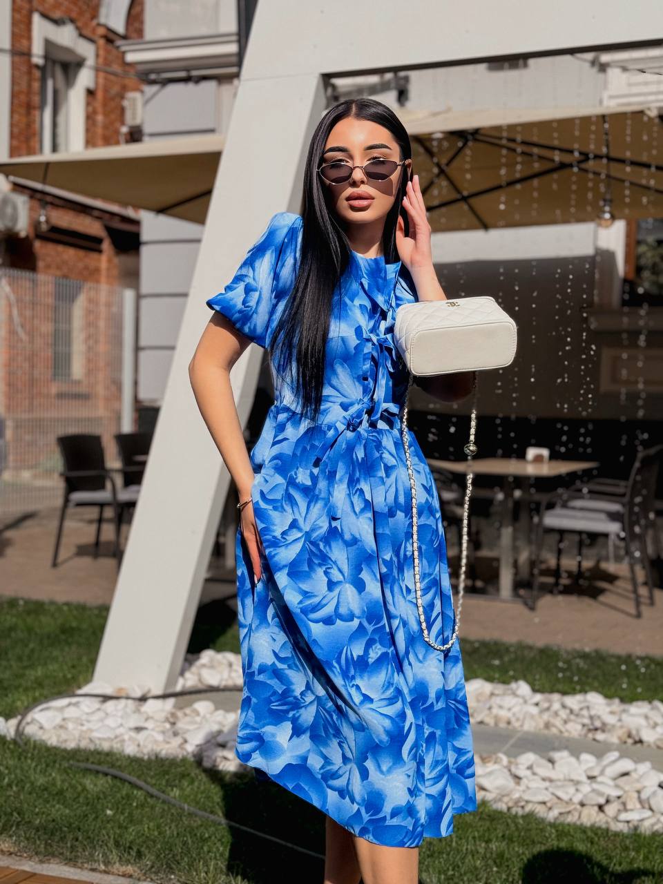 Light Blue Floral Summer Dress for Women