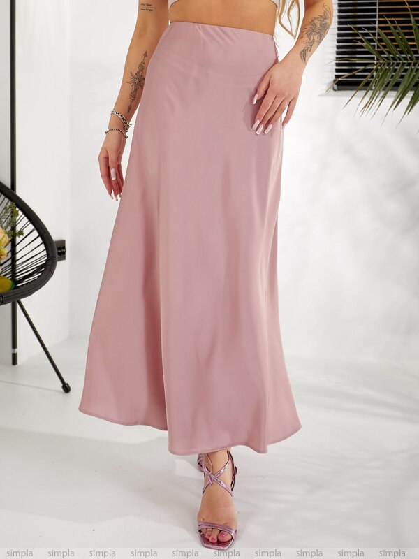 Stylish Silk Long Skirt for Women in Soft Pink