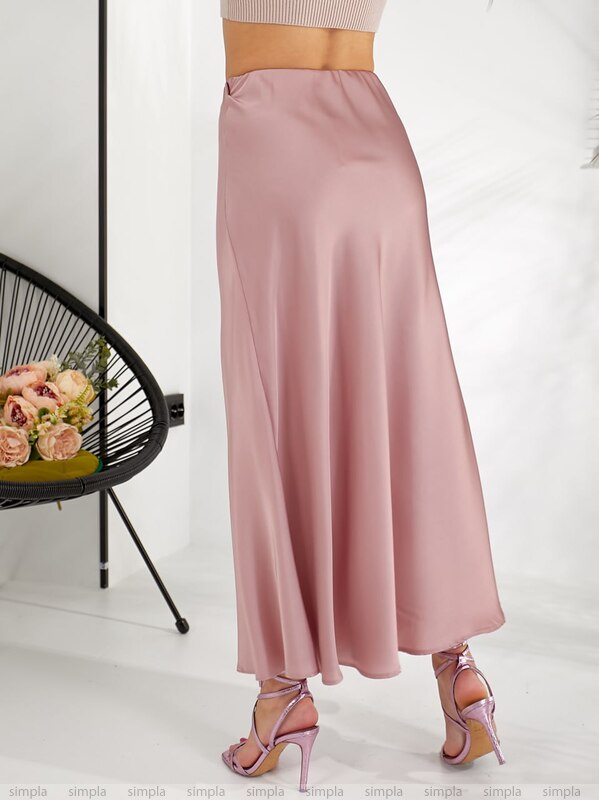 Stylish Silk Long Skirt for Women in Soft Pink