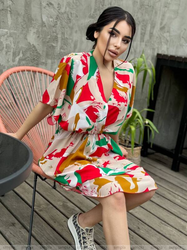 Bright Colorful Mini Dress in Silk Soft Fabric