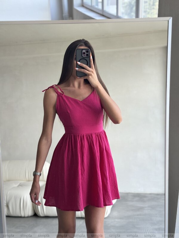 Women Pink Sleeveless Linen Sarafan Dress