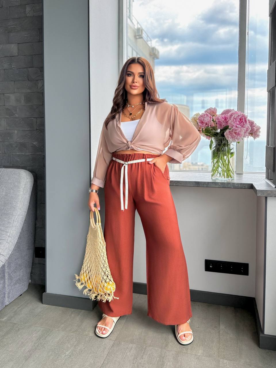 Boho Linen Lightweight Summer Wide Leg Trousers